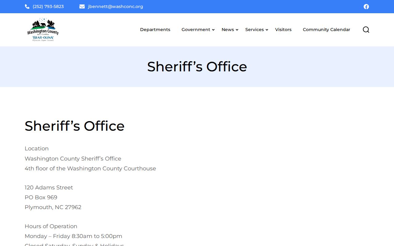 Official Washington County Sheriff and detention information page
