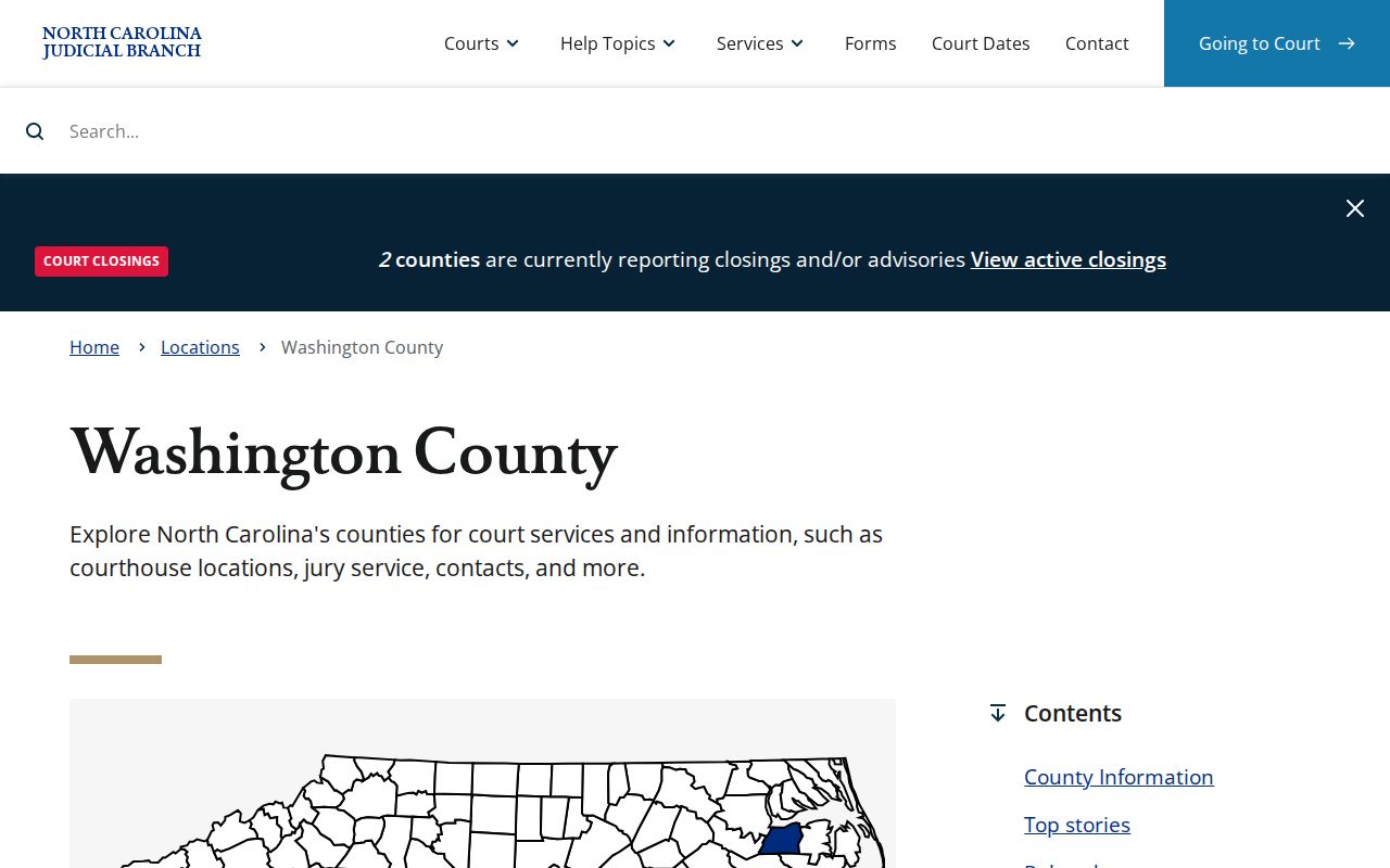 Official Washington County North Carolina court information page